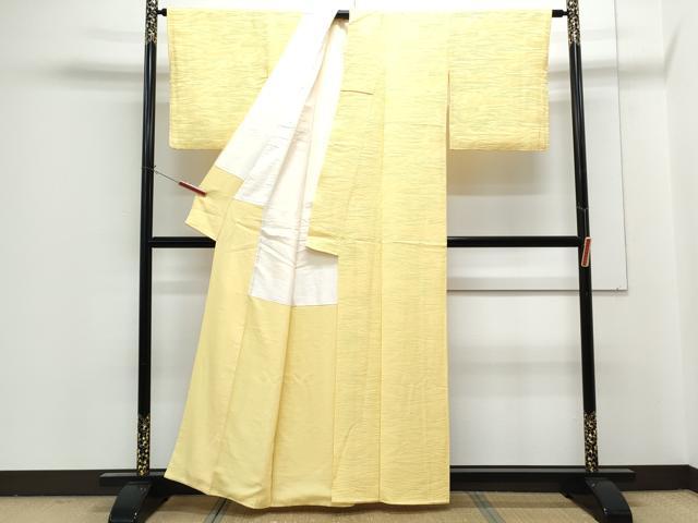 平和屋着物■上質な色無地　流水地紋　淡黄色　正絹　逸品　CABG2726th