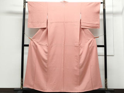 平和屋着物■上質な色無地　珊瑚色　正絹　逸品　CABG2727th