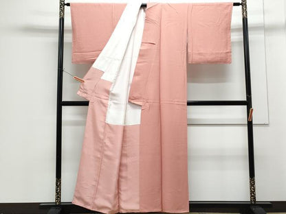 平和屋着物■上質な色無地　珊瑚色　正絹　逸品　CABG2727th