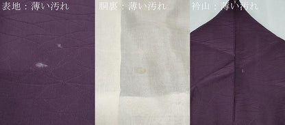 平和屋着物■上質な色無地　芝草地紋　葡萄色　正絹　逸品　CABG2729th