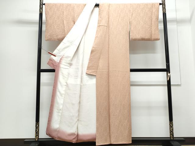 平和屋着物■上質な色無地　霞地紋　水柿色　正絹　逸品　CABG2732th