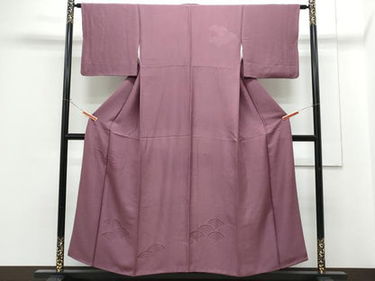 平和屋着物■訪問着　青海波地紋　滅紫色　正絹　逸品　CABG2736th