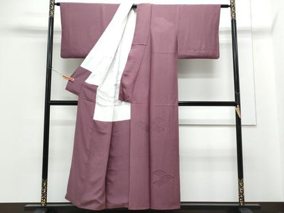 平和屋着物■訪問着　青海波地紋　滅紫色　正絹　逸品　CABG2736th