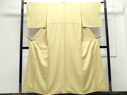 平和屋着物■上質な色無地　菱地紋　枯草色　正絹　逸品　CABG2739th
