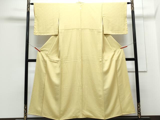 平和屋着物■上質な色無地　菱地紋　枯草色　正絹　逸品　CABG2739th