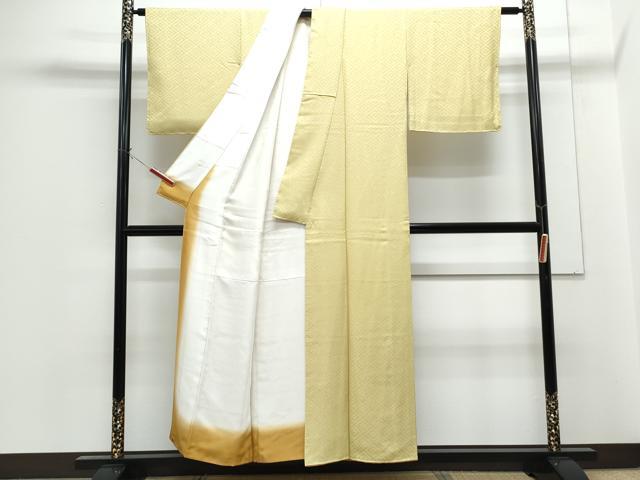 平和屋着物■上質な色無地　菱地紋　枯草色　正絹　逸品　CABG2739th