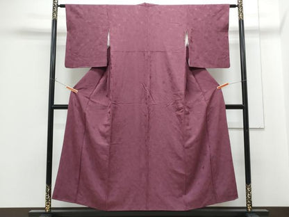平和屋着物■上質な色無地　銀杏地紋　滅紫色　正絹　逸品　CABG2741th