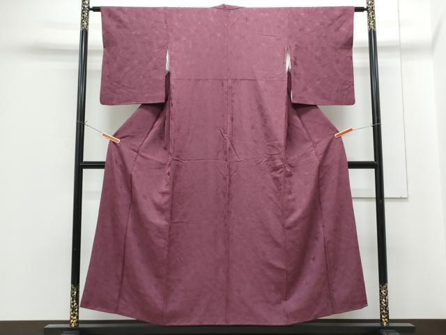 平和屋着物■上質な色無地　銀杏地紋　滅紫色　正絹　逸品　CABG2741th