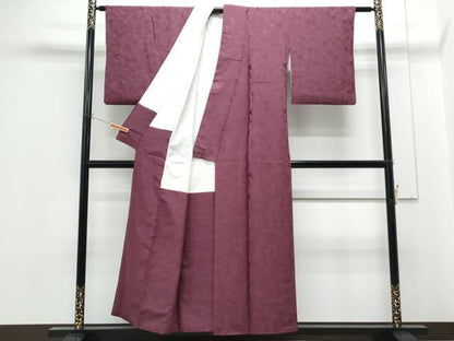 平和屋着物■上質な色無地　銀杏地紋　滅紫色　正絹　逸品　CABG2741th