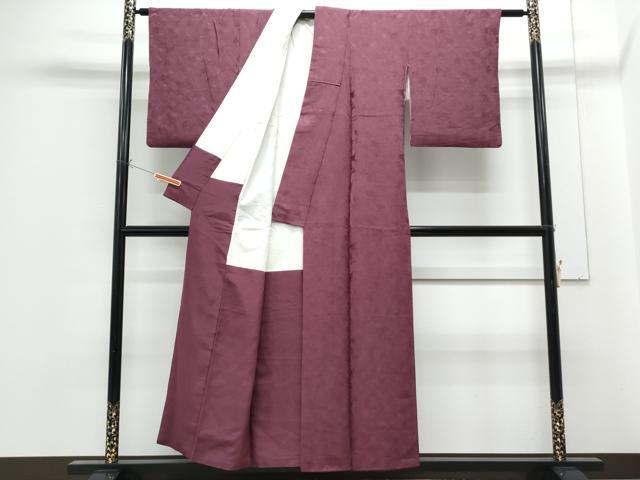平和屋着物■上質な色無地　銀杏地紋　滅紫色　正絹　逸品　CABG2741th