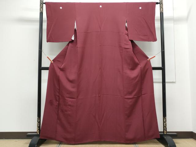 平和屋着物■豪華色留袖　色無地　蓮地紋　葡萄色　正絹　逸品　CABG2743th