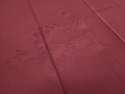 平和屋着物■豪華色留袖　色無地　蓮地紋　葡萄色　正絹　逸品　CABG2743th
