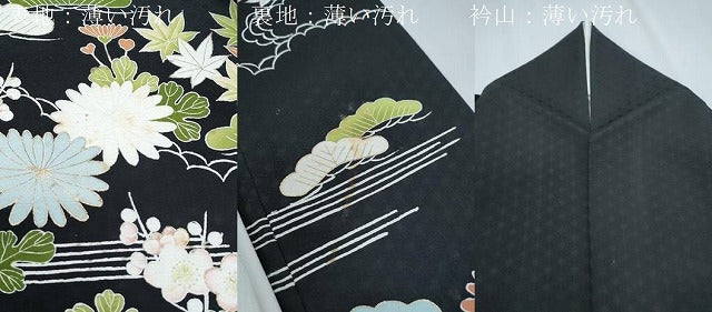 平和屋着物■豪華黒留袖　流水花紋　金彩　正絹　逸品　CABG2744th