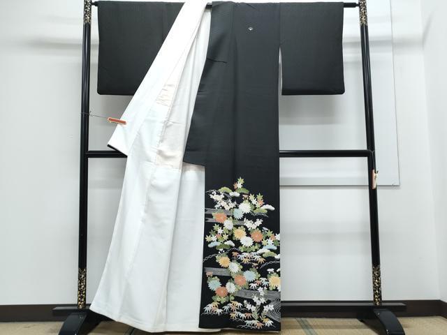 平和屋着物■豪華黒留袖　流水花紋　金彩　正絹　逸品　CABG2744th