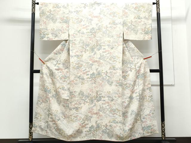 平和屋着物■上質な小紋　手描き　草花文　正絹　逸品　CABG2748th