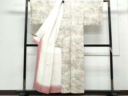 平和屋着物■上質な小紋　手描き　草花文　正絹　逸品　CABG2748th