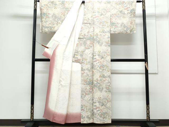 平和屋着物■上質な小紋　手描き　草花文　正絹　逸品　CABG2748th