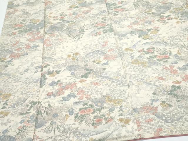 平和屋着物■上質な小紋　手描き　草花文　正絹　逸品　CABG2748th
