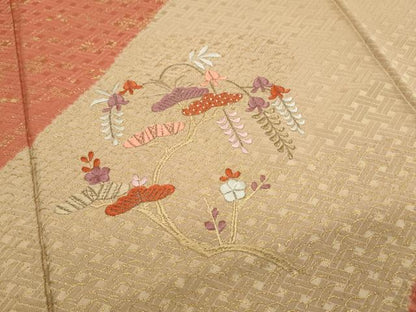 平和屋着物■訪問着 絞り 刺繍 草花文 金彩 正絹 逸品 CABG2751th