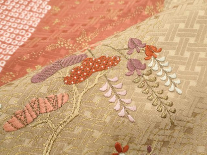 平和屋着物■訪問着 絞り 刺繍 草花文 金彩 正絹 逸品 CABG2751th