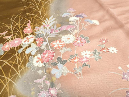 平和屋着物■訪問着 草花文 暈し染め 金彩 正絹 逸品 CABG2752th