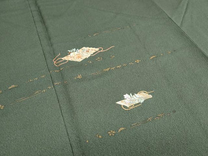 平和屋着物■訪問着　総刺繍　花筏文　正絹　逸品　CABG2756th