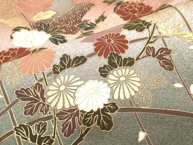平和屋着物■訪問着　草花文　暈し染め　金彩　正絹　逸品　CABG2757th
