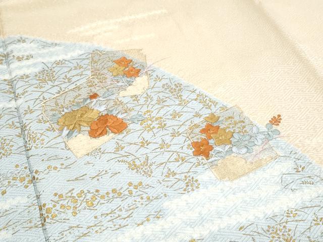 平和屋着物■訪問着　刺繍　色紙重ね花文　金彩　やまと誂製　正絹　逸品　CABG2758th