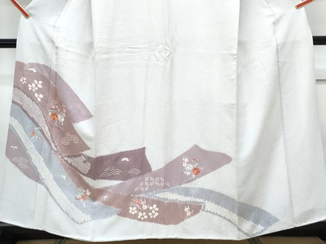 平和屋着物■訪問着　駒刺繍　絞り　熨斗花文　金糸　正絹　逸品　CABG2759th