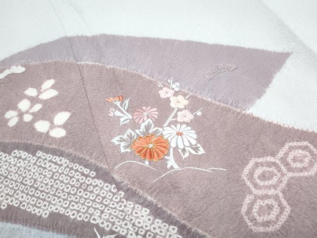 平和屋着物■訪問着　駒刺繍　絞り　熨斗花文　金糸　正絹　逸品　CABG2759th