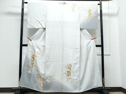平和屋着物■訪問着　駒刺繍　短冊花文　暈し染め　金彩　正絹　逸品　CABG2760th