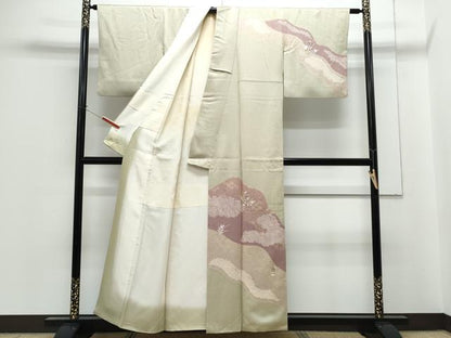 平和屋着物■訪問着　絞り　刺繍　道長花文　金彩　正絹　逸品　CABG2761th