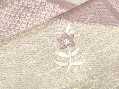 平和屋着物■訪問着　絞り　刺繍　道長花文　金彩　正絹　逸品　CABG2761th