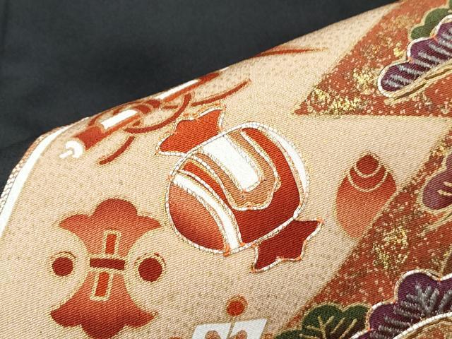 平和屋着物■豪華黒留袖　駒刺繍　扇面宝尽くし文　金彩　正絹　逸品　CABG2762th