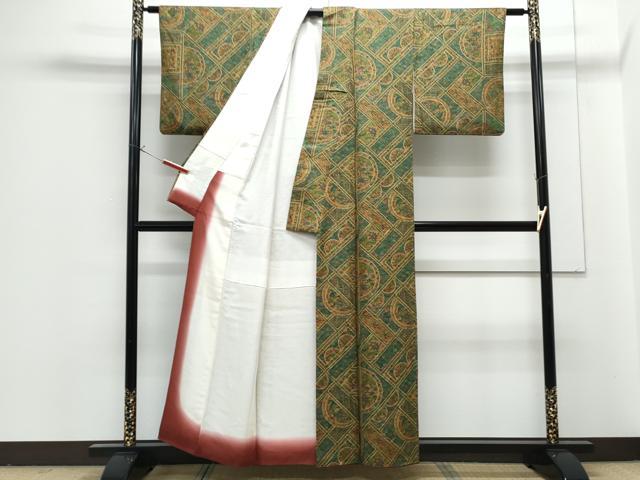 平和屋着物■上質な小紋　更紗花鳥文　正絹　逸品　CABG2771th