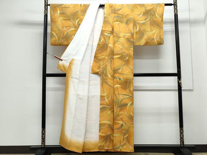 平和屋着物■上質な小紋　ろうけつ染め　草葉文　暈し染め　正絹　逸品　CABG2773th