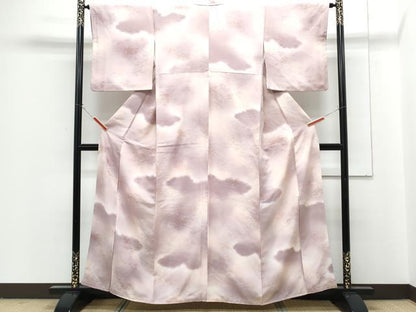 平和屋着物■上質な小紋　地紋起こし　雲重ね枝葉文　暈し染め　正絹　逸品　CABG2774th