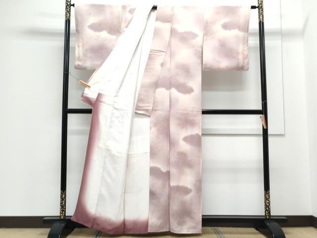 平和屋着物■上質な小紋　地紋起こし　雲重ね枝葉文　暈し染め　正絹　逸品　CABG2774th