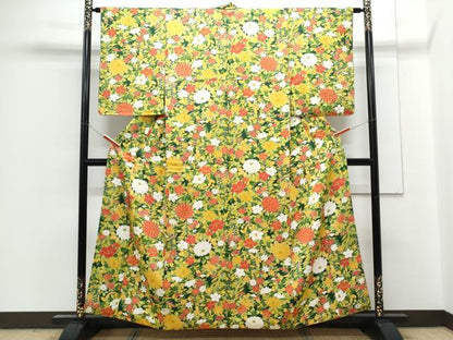 平和屋着物■上質な小紋　草花文　正絹　逸品　CABG2780th