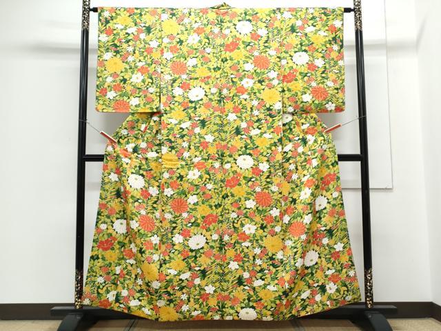 平和屋着物■上質な小紋　草花文　正絹　逸品　CABG2780th