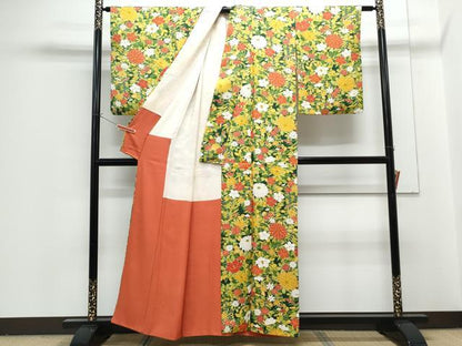 平和屋着物■上質な小紋　草花文　正絹　逸品　CABG2780th