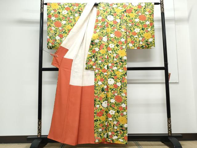 平和屋着物■上質な小紋　草花文　正絹　逸品　CABG2780th
