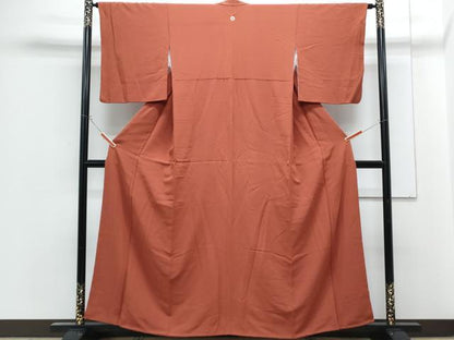平和屋着物■上質な色無地　樺色　正絹　逸品　CABG2785th