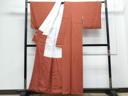 平和屋着物■上質な色無地　樺色　正絹　逸品　CABG2785th