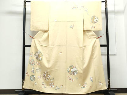 平和屋着物●訪問着　駒刺繍　花車文　金彩　正絹　逸品　CABG2787th