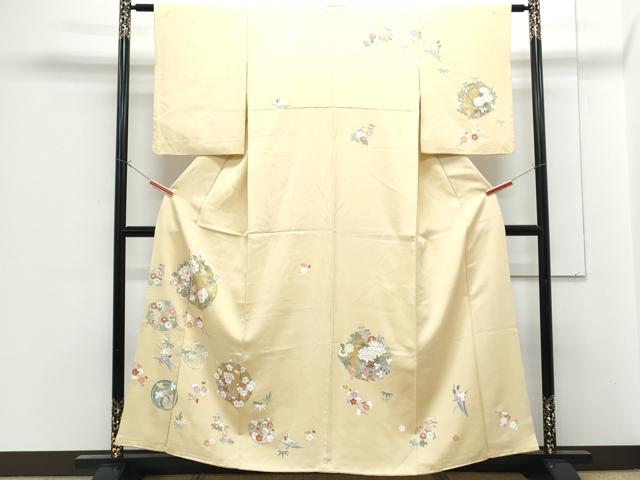 平和屋着物●訪問着　駒刺繍　花車文　金彩　正絹　逸品　CABG2787th