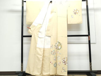 平和屋着物●訪問着　駒刺繍　花車文　金彩　正絹　逸品　CABG2787th