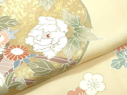 平和屋着物●訪問着　駒刺繍　花車文　金彩　正絹　逸品　CABG2787th