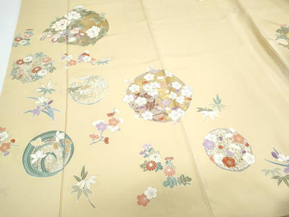 平和屋着物●訪問着　駒刺繍　花車文　金彩　正絹　逸品　CABG2787th