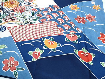 平和屋着物●豪華振袖　作家物　型染め　草花文　正絹　逸品　CABG2793th